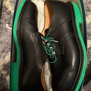 Mark McNairy x Heineken collab black and green leather lace-up oxfords #oxfords